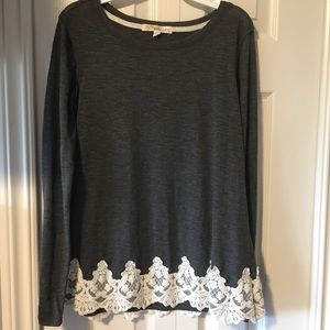 Lace Bottom Gray Long Sleeve
